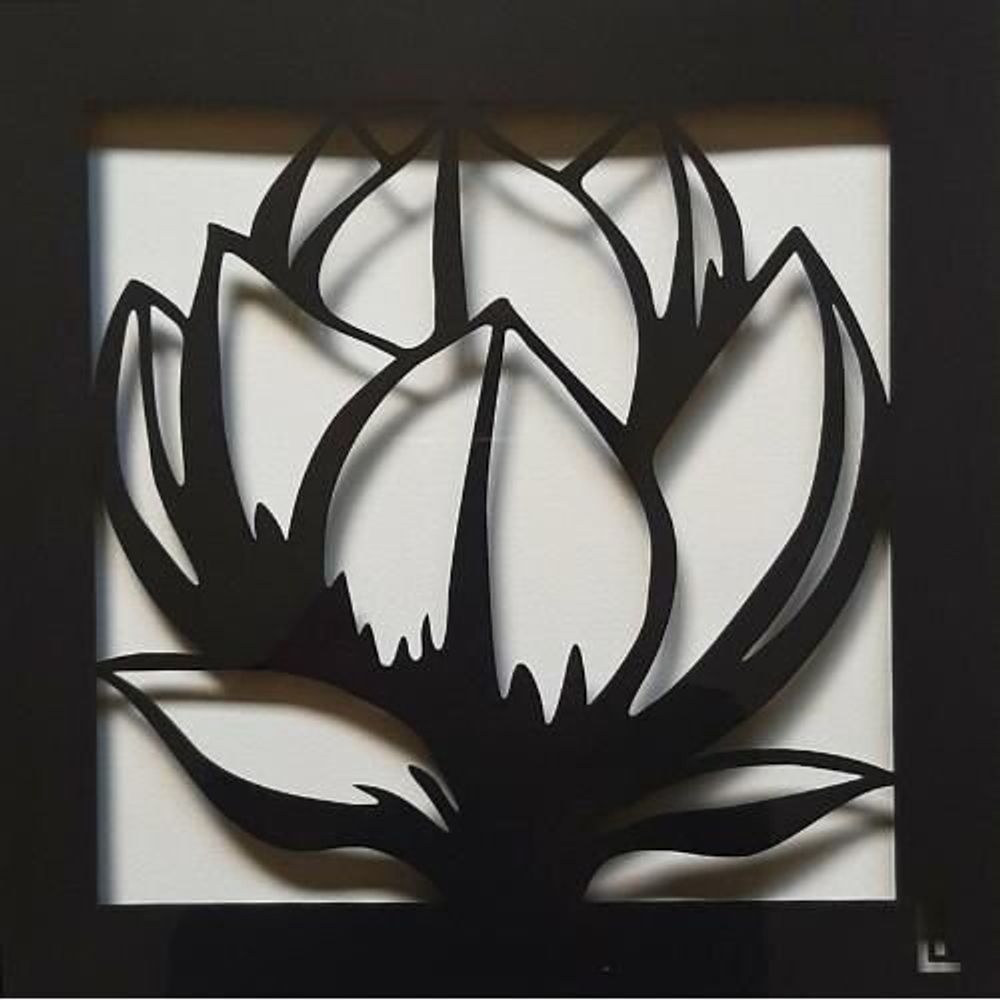 Autres décorations murales - Paper Cut Noir - Découpe Artisanale - FLEUR DE MAGNOLIA - LUMBRA BY PELLAS