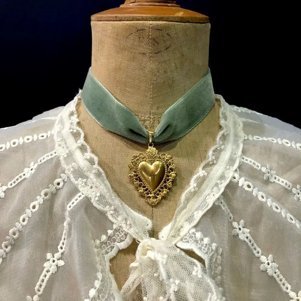 Bijoux - Choker Roméo - Velours vert - FASCINATO