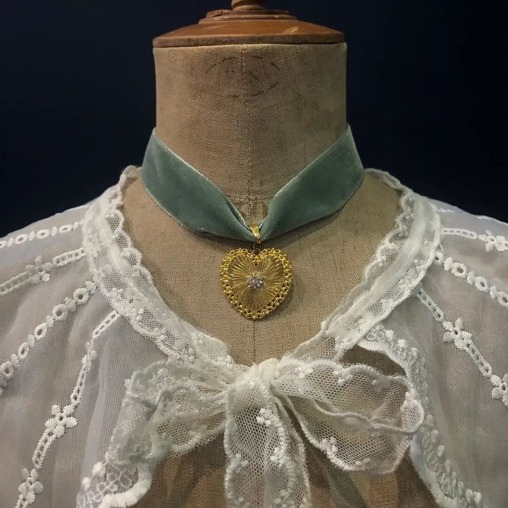 Jewelry - Necklace Rosaline - Choker in green velvet - FASCINATO