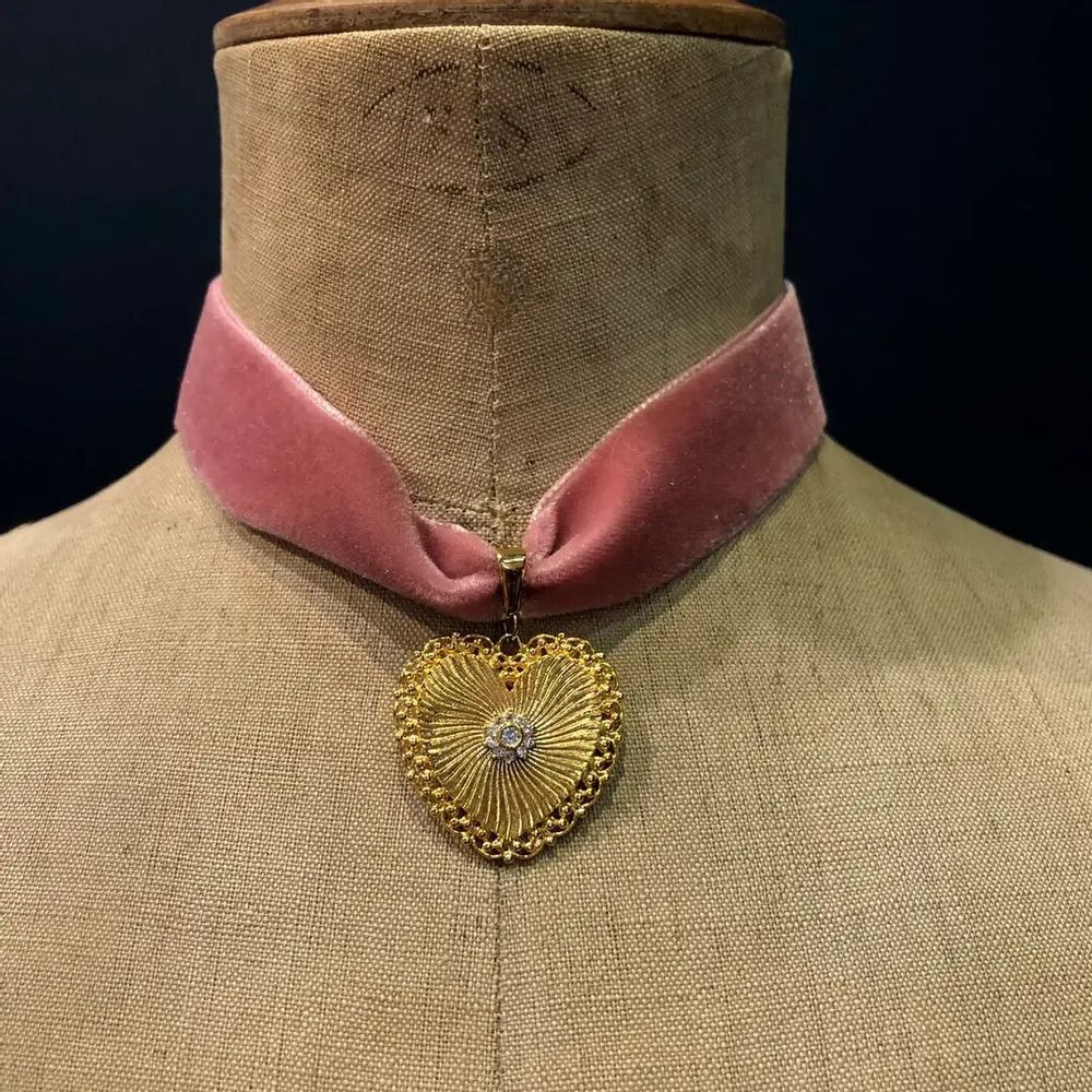 Jewelry - Necklace Rosaline - Choker in pink velvet - FASCINATO