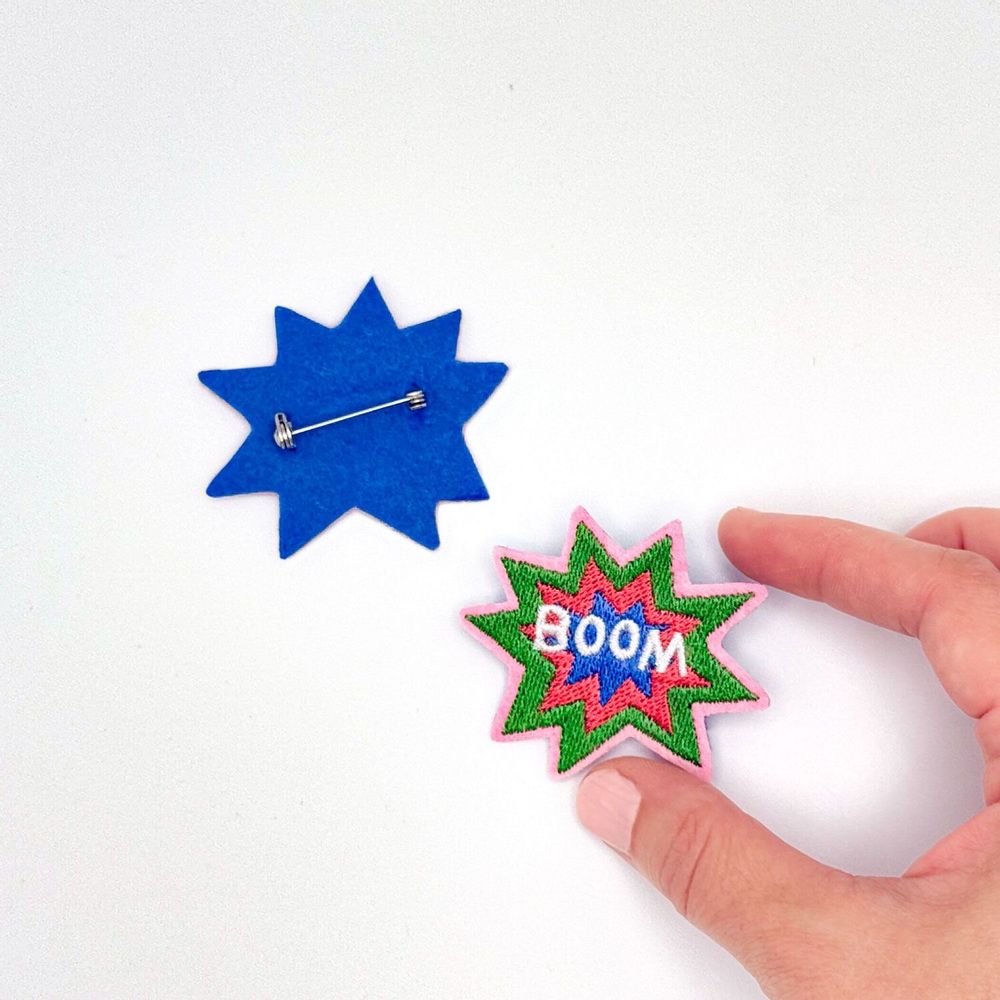 Gifts - Embroidered pin “BOOM” – A stitched spark - PETIT POIRIER