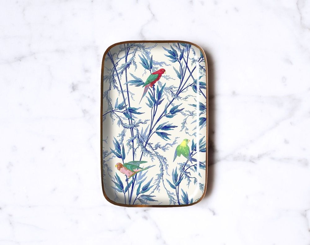 Trays - Enamelled tray Le Jardin des Perroquets - PARADISIO IMAGINARIUM