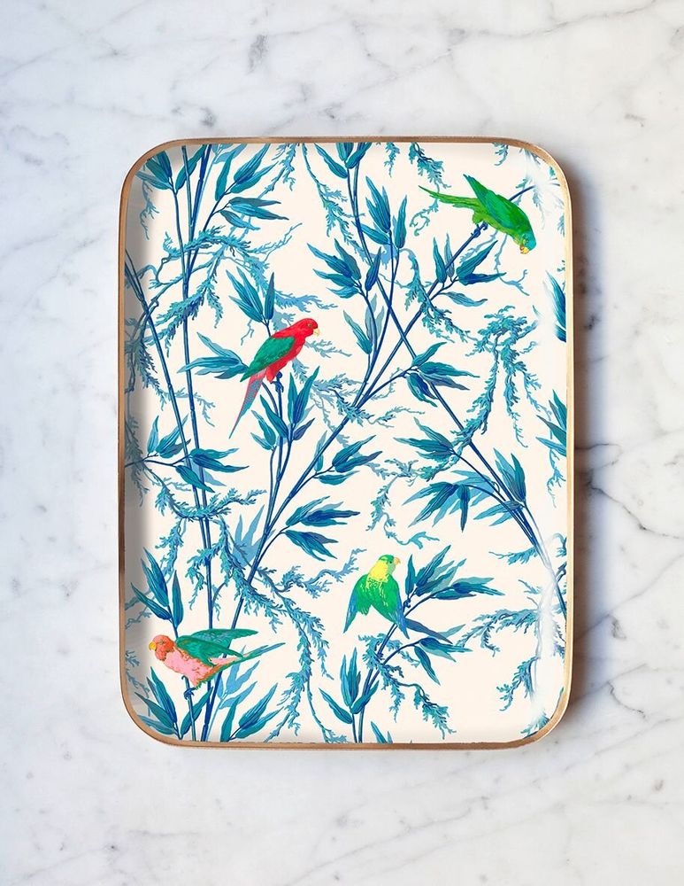 Trays - Enamelled tray Le Jardin des Perroquets - PARADISIO IMAGINARIUM