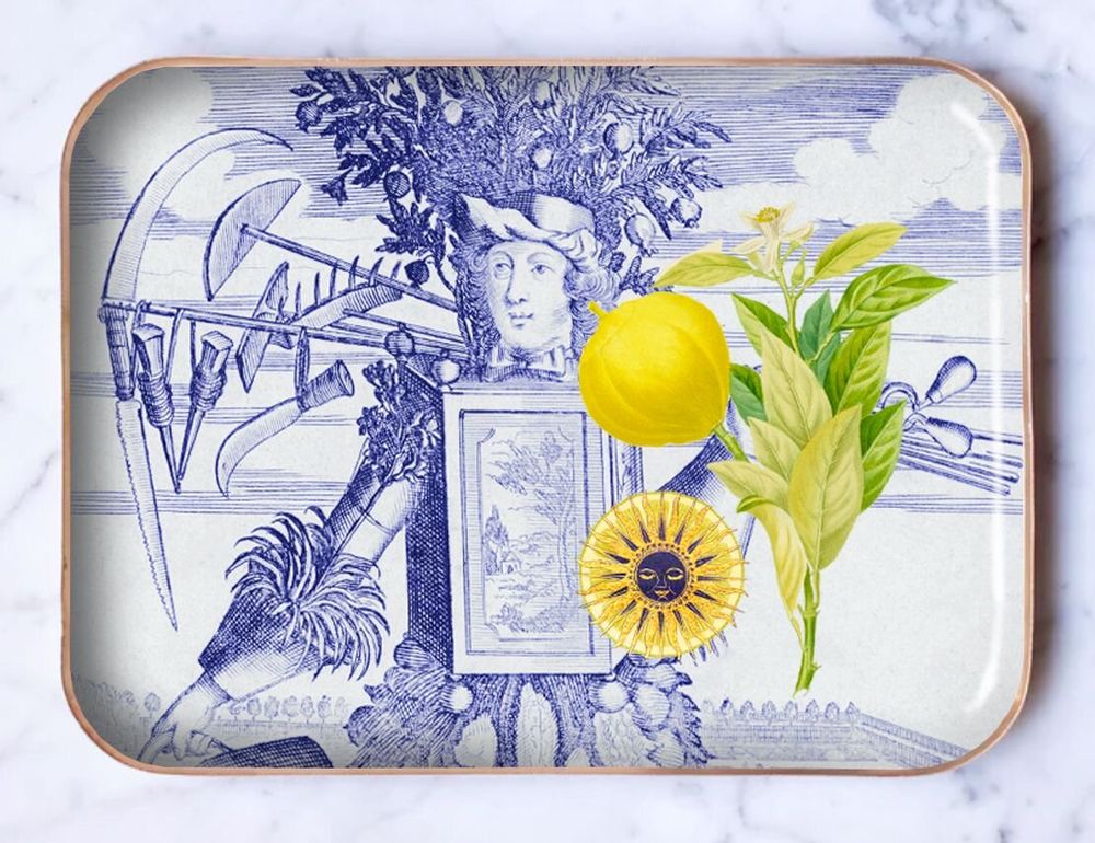 Trays - Half-size enamelled tray\" The Prince Gardener\ " - PARADISIO IMAGINARIUM