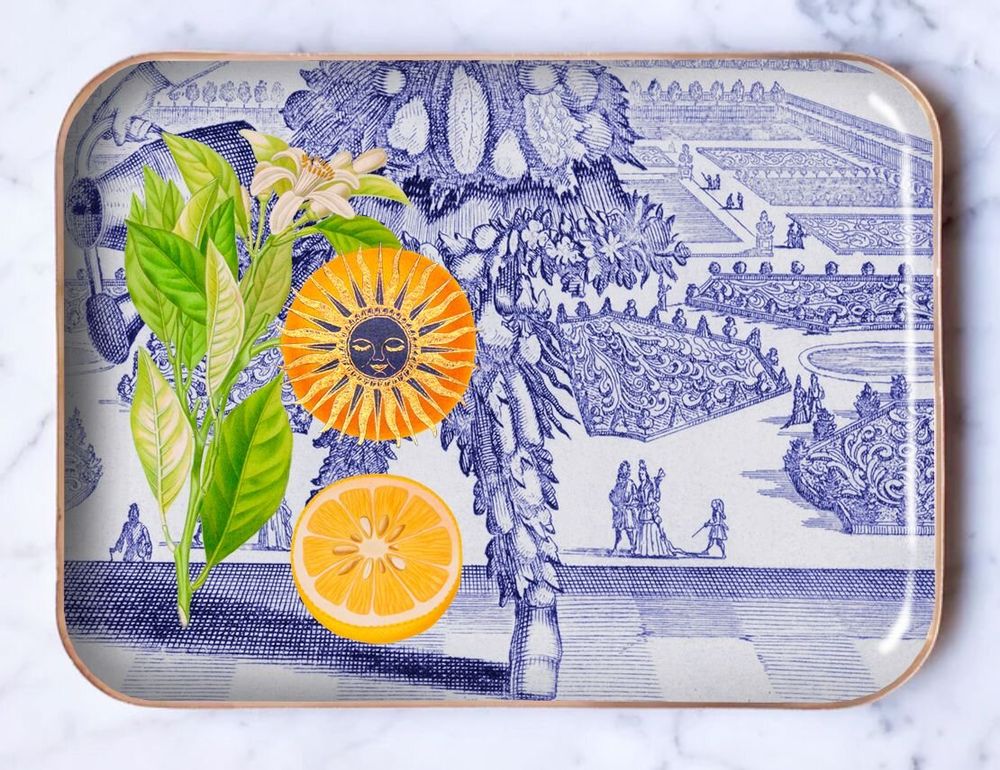 Trays - Enamelled half-size tray\" Versailles\ " - PARADISIO IMAGINARIUM