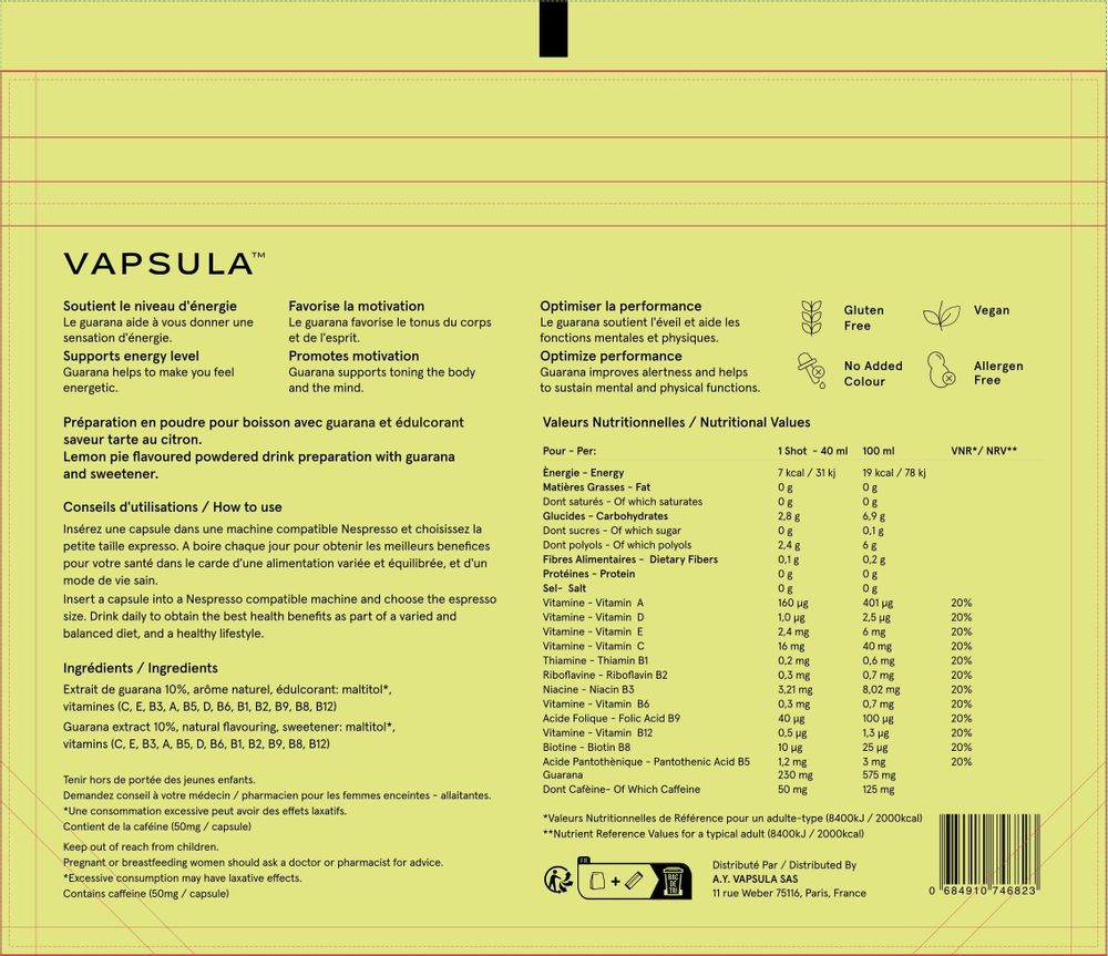 Chambres d'hôtels - BOOST - Capsules vitamines Nespresso compatibles - VAPSULA