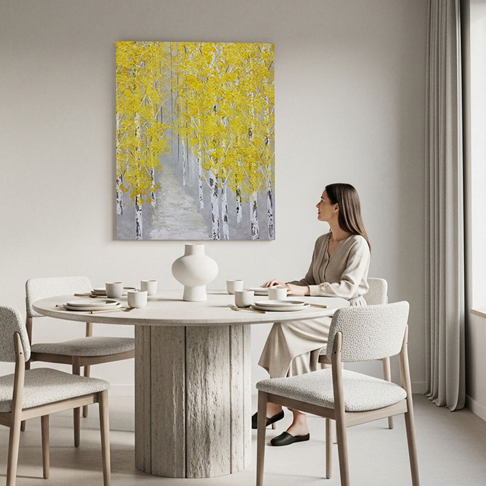 Paintings - Esther — Golden Foliage in a Birch Forest, Original, 65×80 cm - TREEVILLAGE