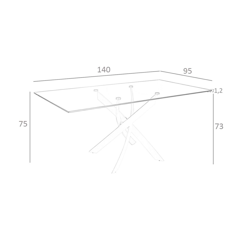 Tables Salle à Manger - Table à manger rectangulaire verre trempé et acier blanc - ANGEL CERDÁ