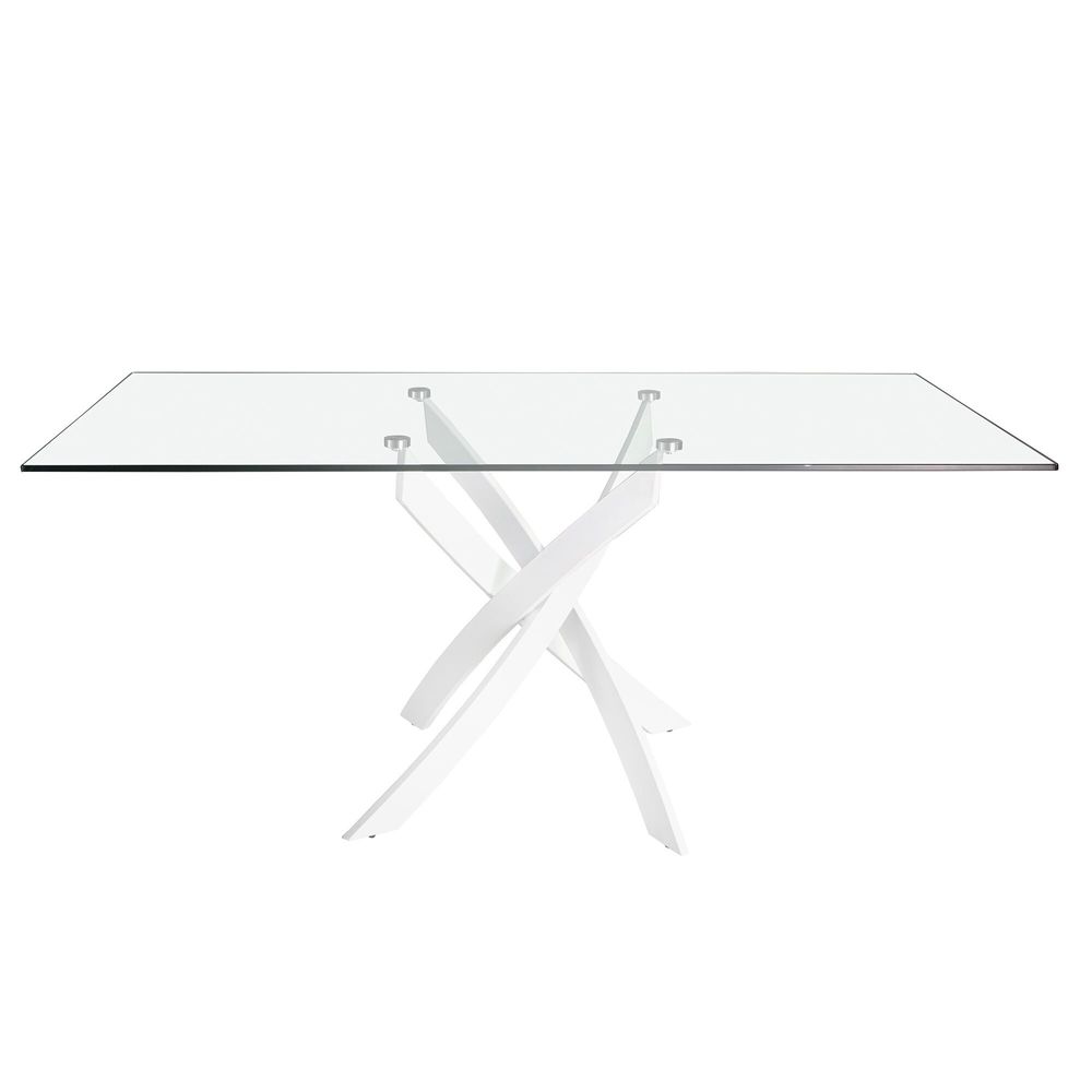 Tables Salle à Manger - Table à manger rectangulaire verre trempé et acier blanc - ANGEL CERDÁ