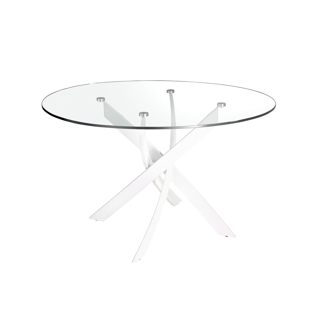 Dining Tables - Round tempered glass and white steel dining table - ANGEL CERDÁ