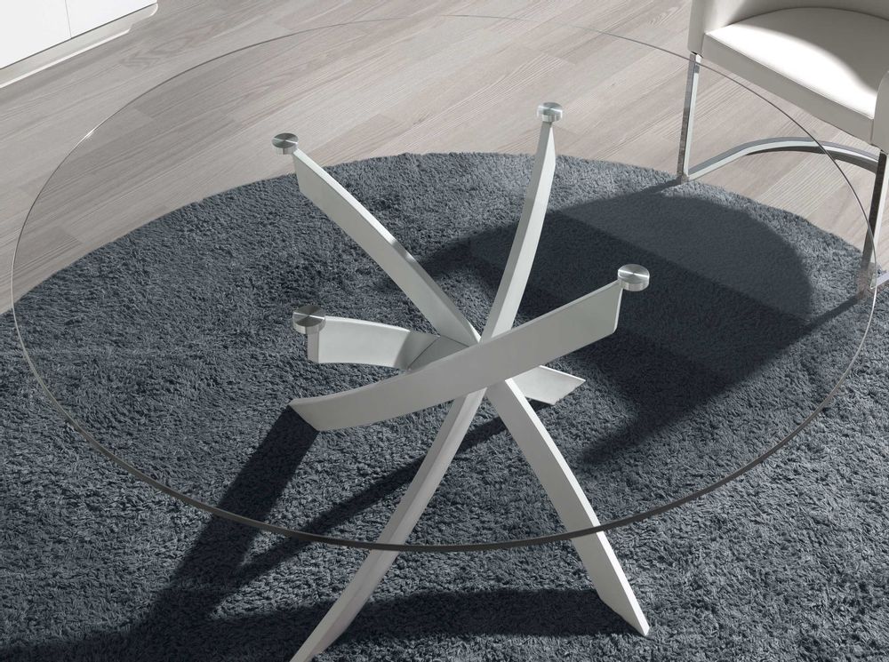 Dining Tables - Round tempered glass and white steel dining table - ANGEL CERDÁ