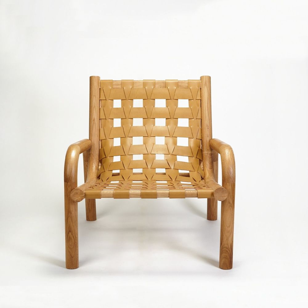 Armchairs - Ginga Leather Armchair in Natural Oak - DUISTT