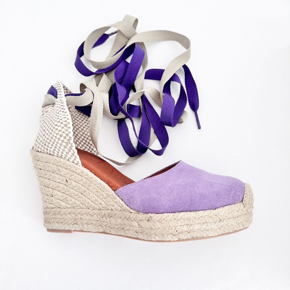 Shoes - Handmade Lilac Suede Wedge Espadrilles – Customisable - ATELIER COSTÀ