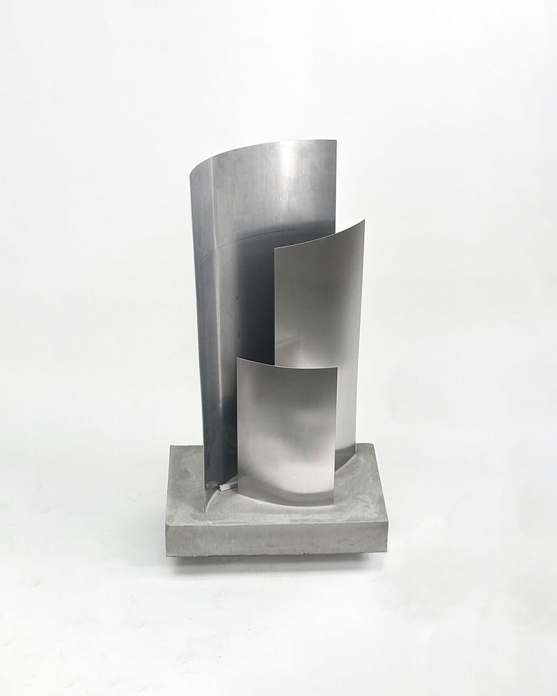 Floor lamps - Sculptural Concrete and Stainless Steel Standing Light [ESSENZ] - CASE STUDIOS