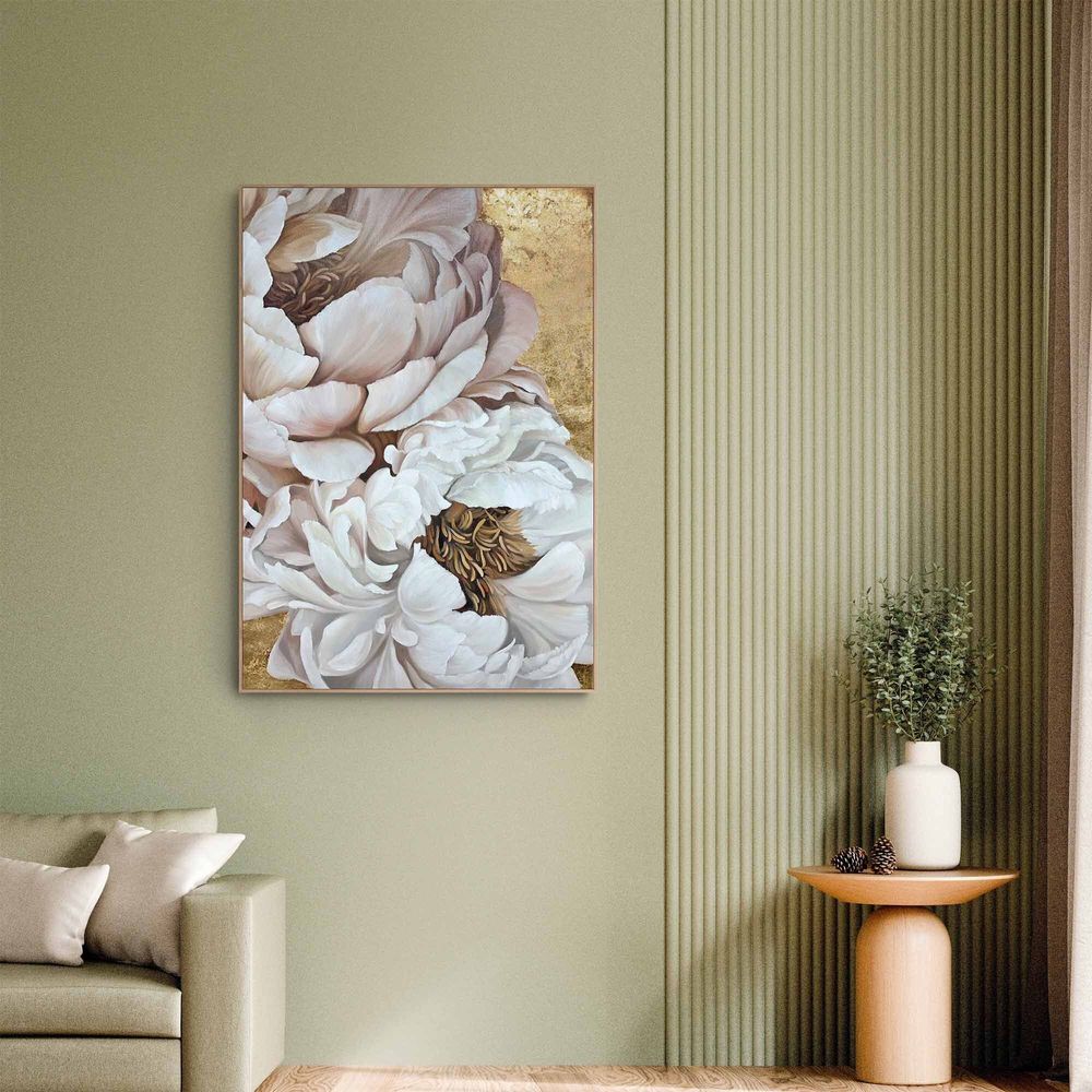 Office design and planning - « Peonies » Series of handmade textured abstract paintings - MATISS ART STUDIO