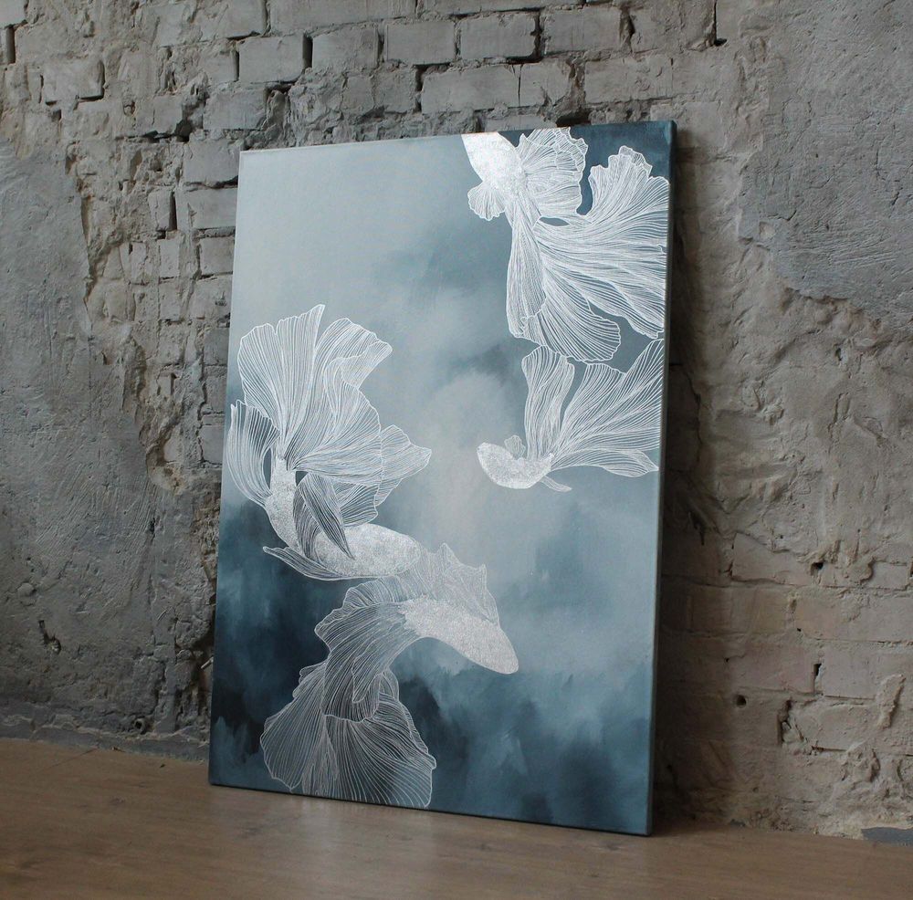 Aménagements pour bureau - « Carps » - Série de peintures abstraites texturées faites main - MATISS ART STUDIO