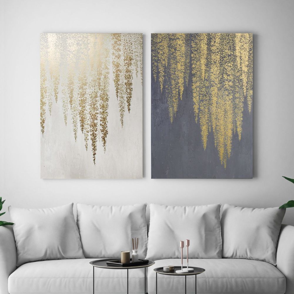 Office design and planning - « Wisteria » Series of handmade textured abstract paintings - MATISS ART STUDIO