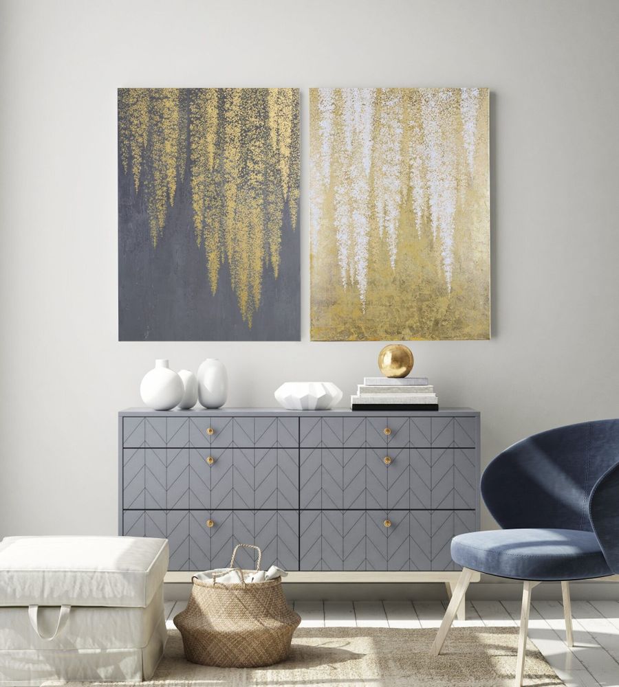 Office design and planning - « Wisteria » Series of handmade textured abstract paintings - MATISS ART STUDIO
