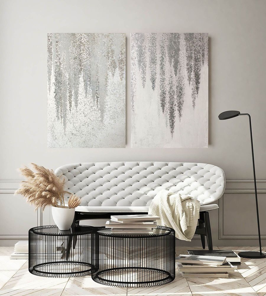 Office design and planning - « Wisteria » Series of handmade textured abstract paintings - MATISS ART STUDIO