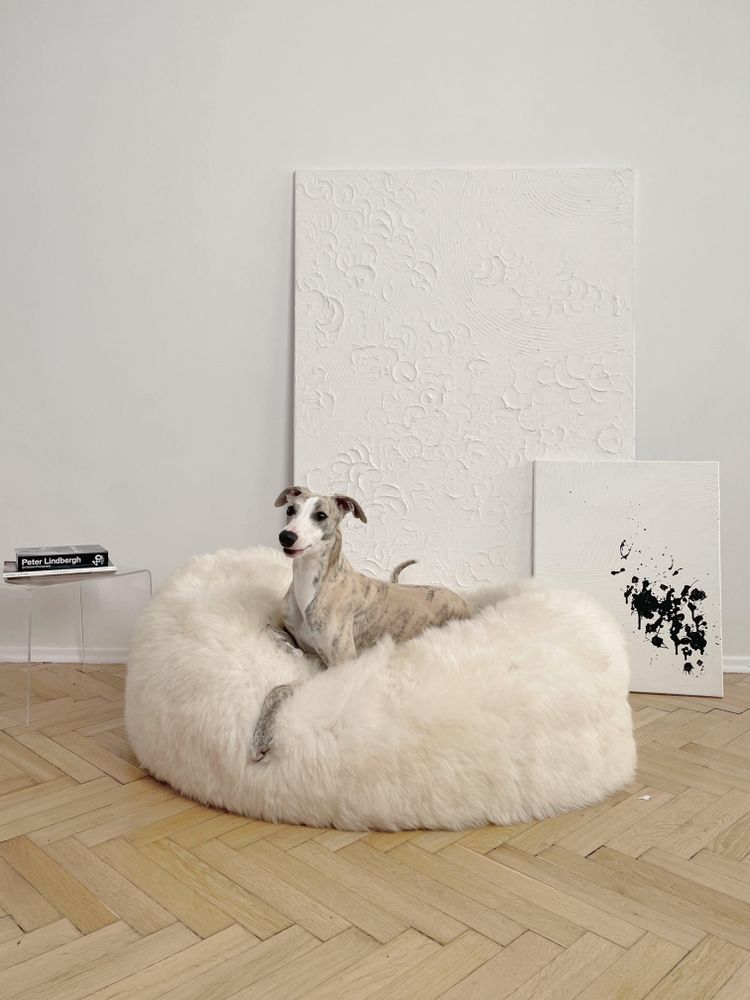 Lits - Lit Ovale pour Animal en Peau de Mouton Naturelle – Blanc - MELLOW CONCEPT STORE