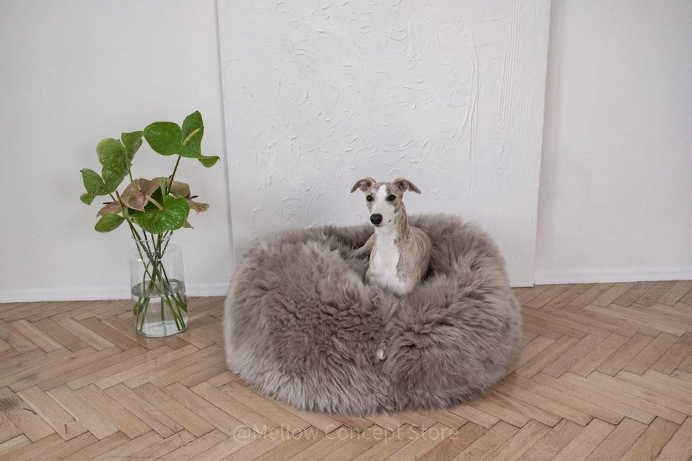 Lits - Lit Ovale pour Animal en Peau de Mouton Naturelle – Greige - MELLOW CONCEPT STORE