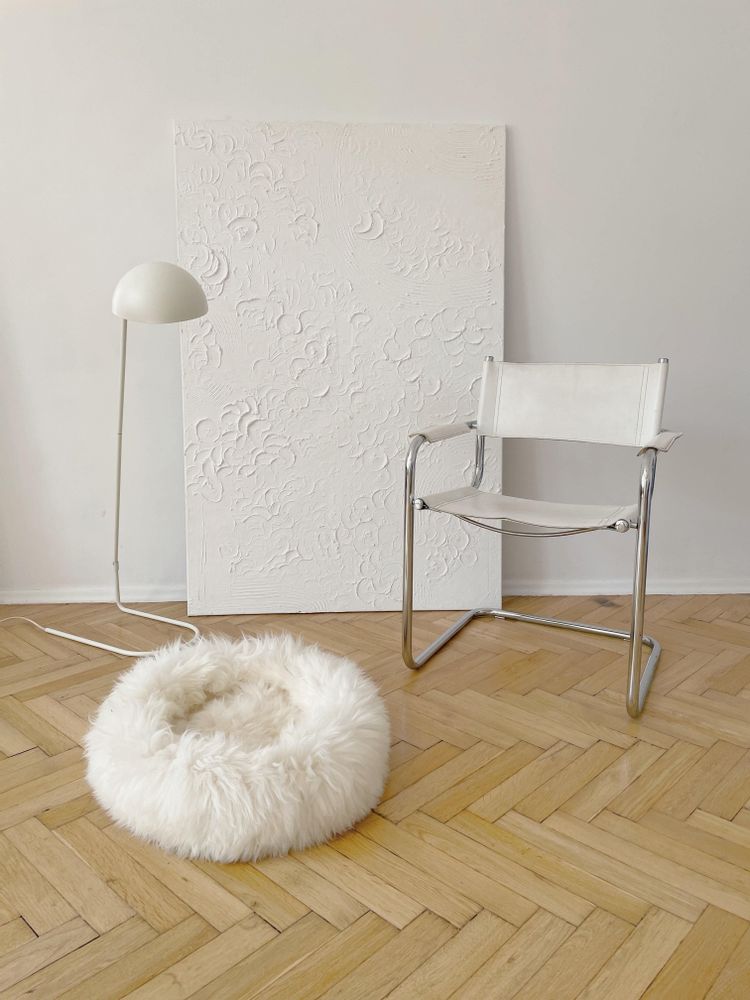 Lits - Lit Rond pour Animal en Peau de Mouton Naturelle - Blanc - MELLOW CONCEPT STORE