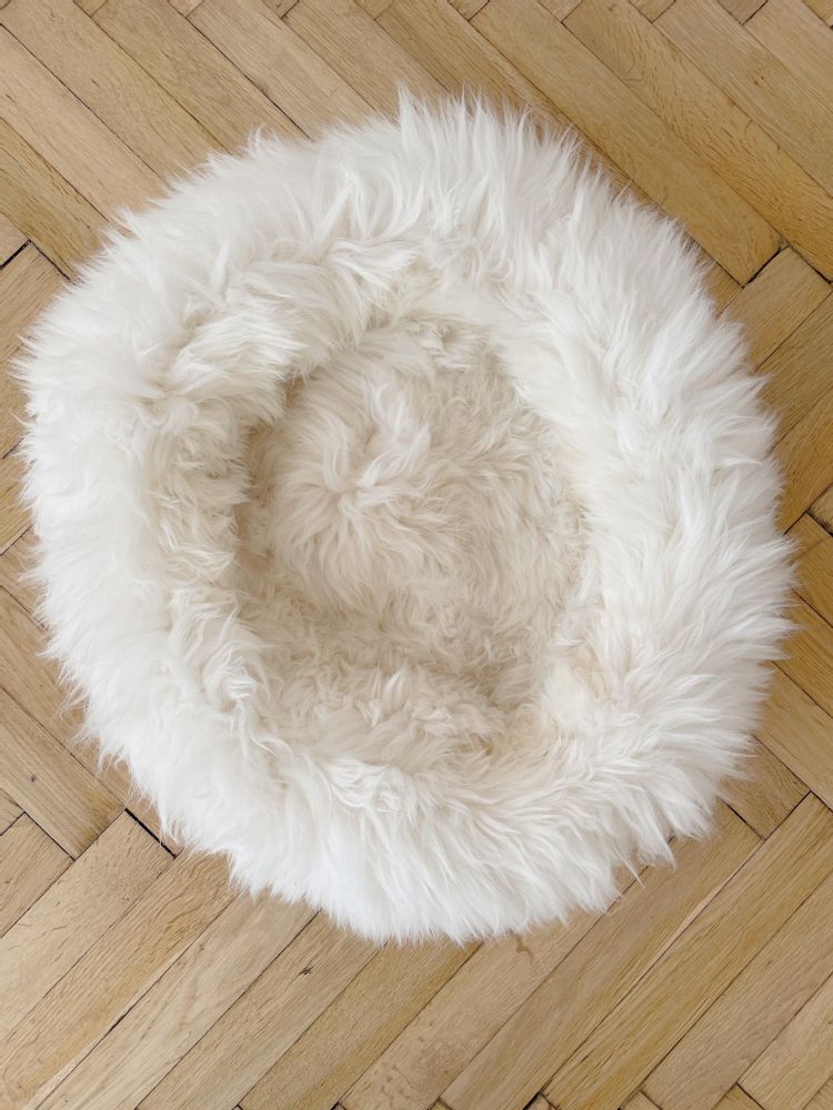 Lits - Lit Rond pour Animal en Peau de Mouton Naturelle - Blanc - MELLOW CONCEPT STORE