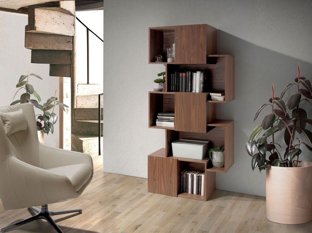 Office furniture and storage - Walnut wood shelving unit with doors - ANGEL CERDÁ