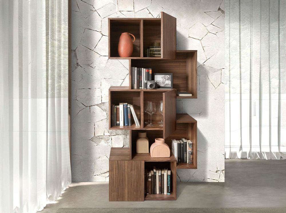 Office furniture and storage - Walnut wood shelving unit with doors - ANGEL CERDÁ