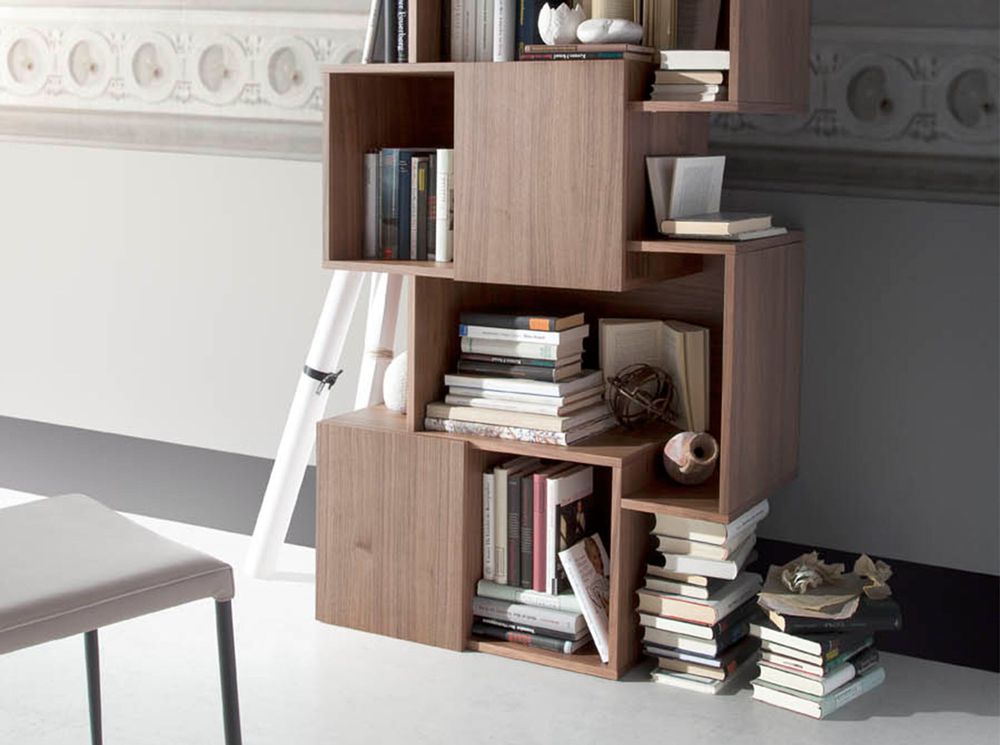 Office furniture and storage - Walnut wood shelving unit with doors - ANGEL CERDÁ