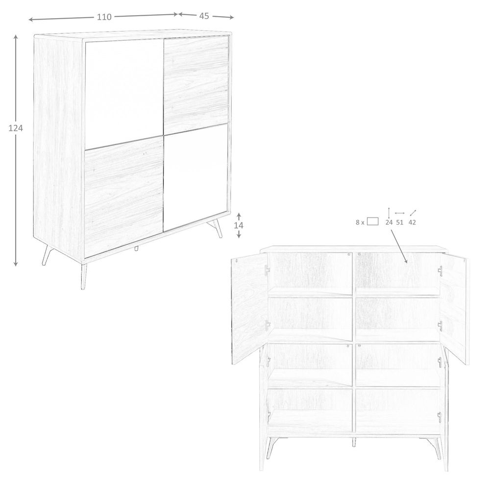 Sideboards - Walnut sideboard and black mirror glass - ANGEL CERDÁ