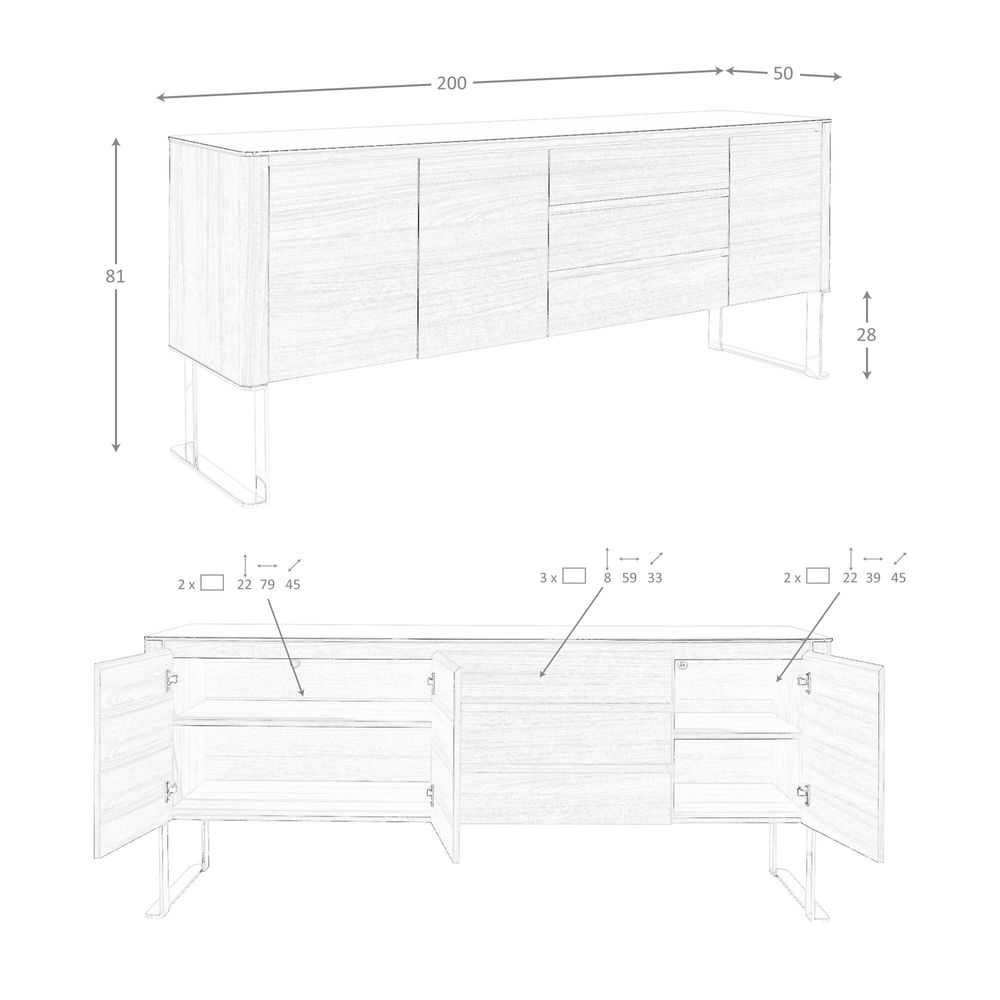Sideboards - Walnut sideboard and black glass top - ANGEL CERDÁ