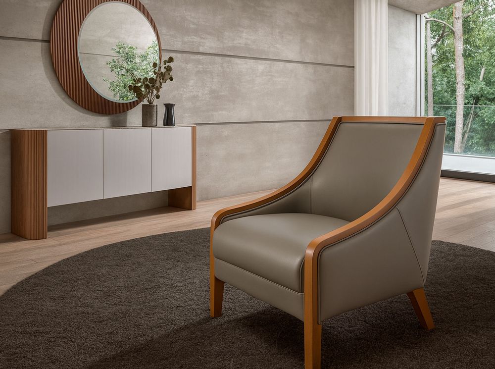 Fauteuils - Fauteuil en cuir gris - ANGEL CERDÁ