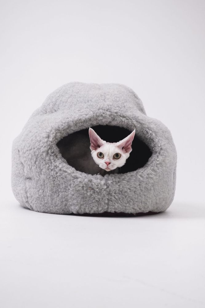 Lits - Grotte Naturelle en Laine pour Animal – Gris - MELLOW CONCEPT STORE
