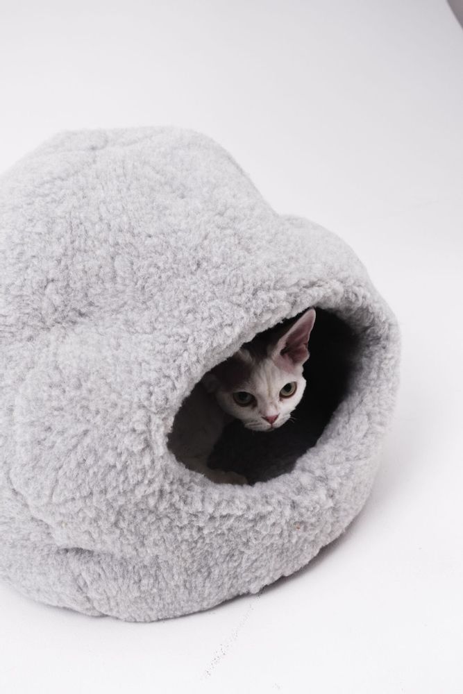 Lits - Grotte Naturelle en Laine pour Animal – Gris - MELLOW CONCEPT STORE