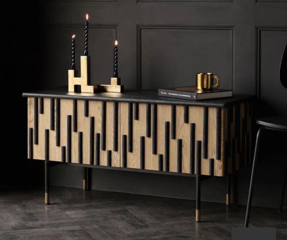 Sideboards - STORAGE UNIT 'ART DECO' OAK BLACK/BEIGE - FANCY