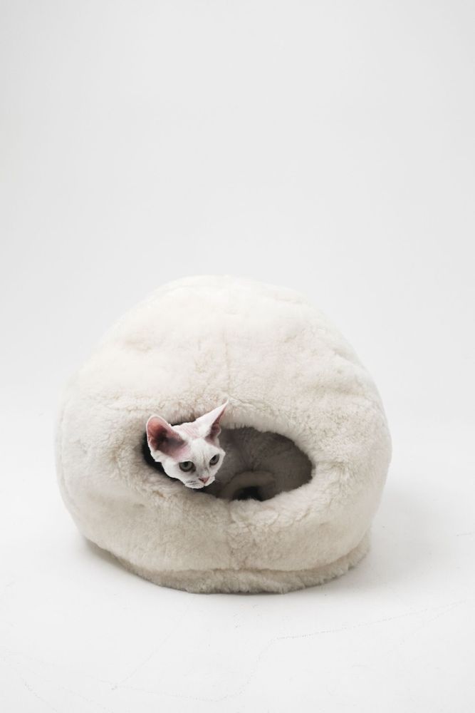Beds - Nest Natural Sheepskin Pet Bed - White - MELLOW CONCEPT STORE