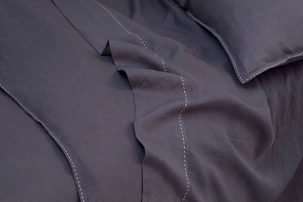 Linge de lit - ENSEMBLE KALI – Housse de couette en lin brodées à la main - NORA V