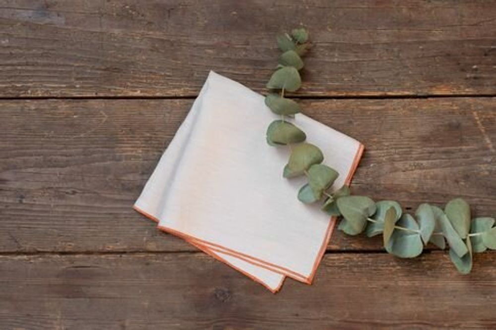 Linge de table textile - UNI — 2 Serviette de table en pur lin lavé avec bourdon - NORA V