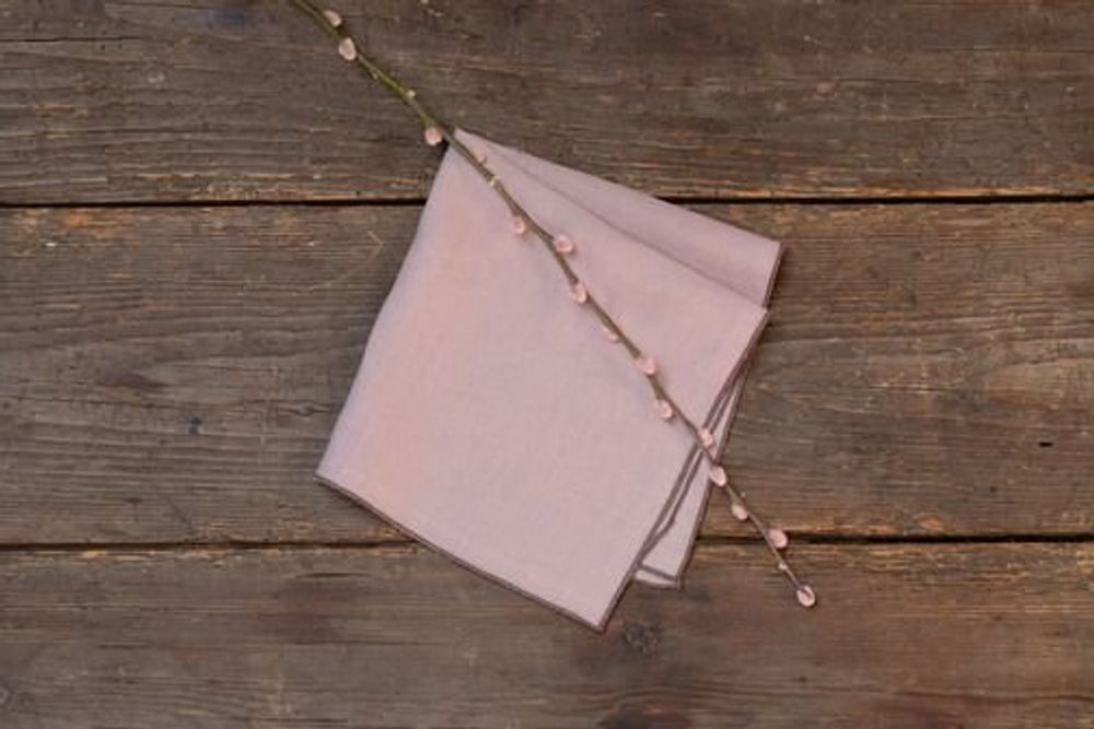 Linge de table textile - UNI — 2 Serviette de table en pur lin lavé avec bourdon - NORA V
