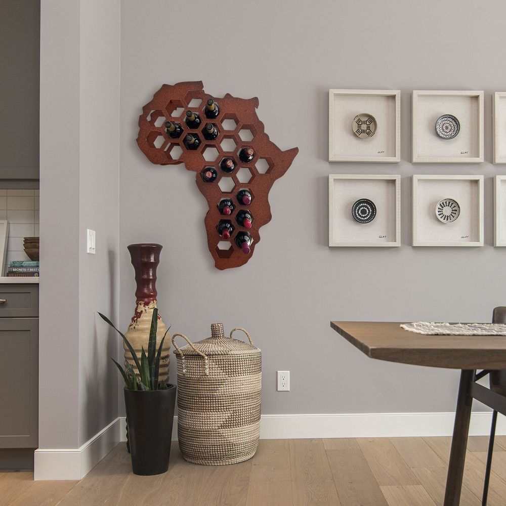 Wine accessories - Africa wall mounted steel wine rack 26 bottles - INCREDIBLE DESIGNS