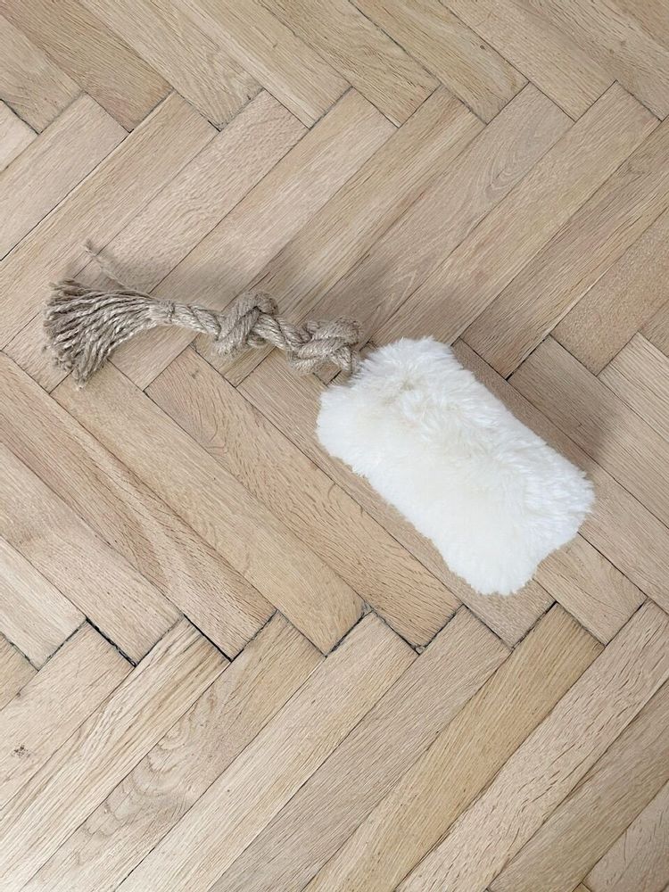 Decorative objects - Natural Sheepskin Dog Tug Toy - White - MELLOW CONCEPT STORE