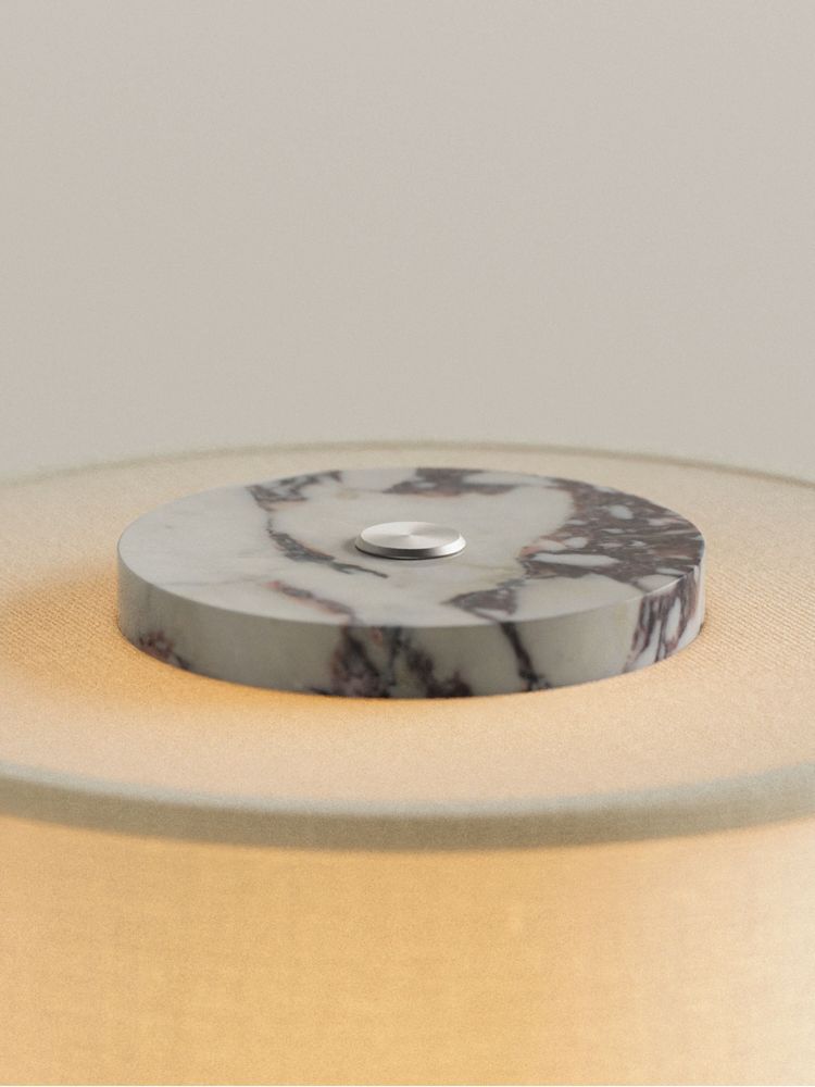 Desk lamps - Auríe Portable Lamp in Linen & Calacatta Viola Marble - BLOSSHOLM