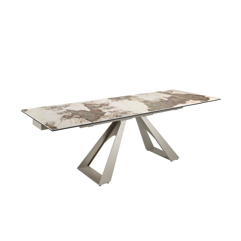 Dining Tables - Rectangular porcelain marble and steel extending dining table - ANGEL CERDÁ