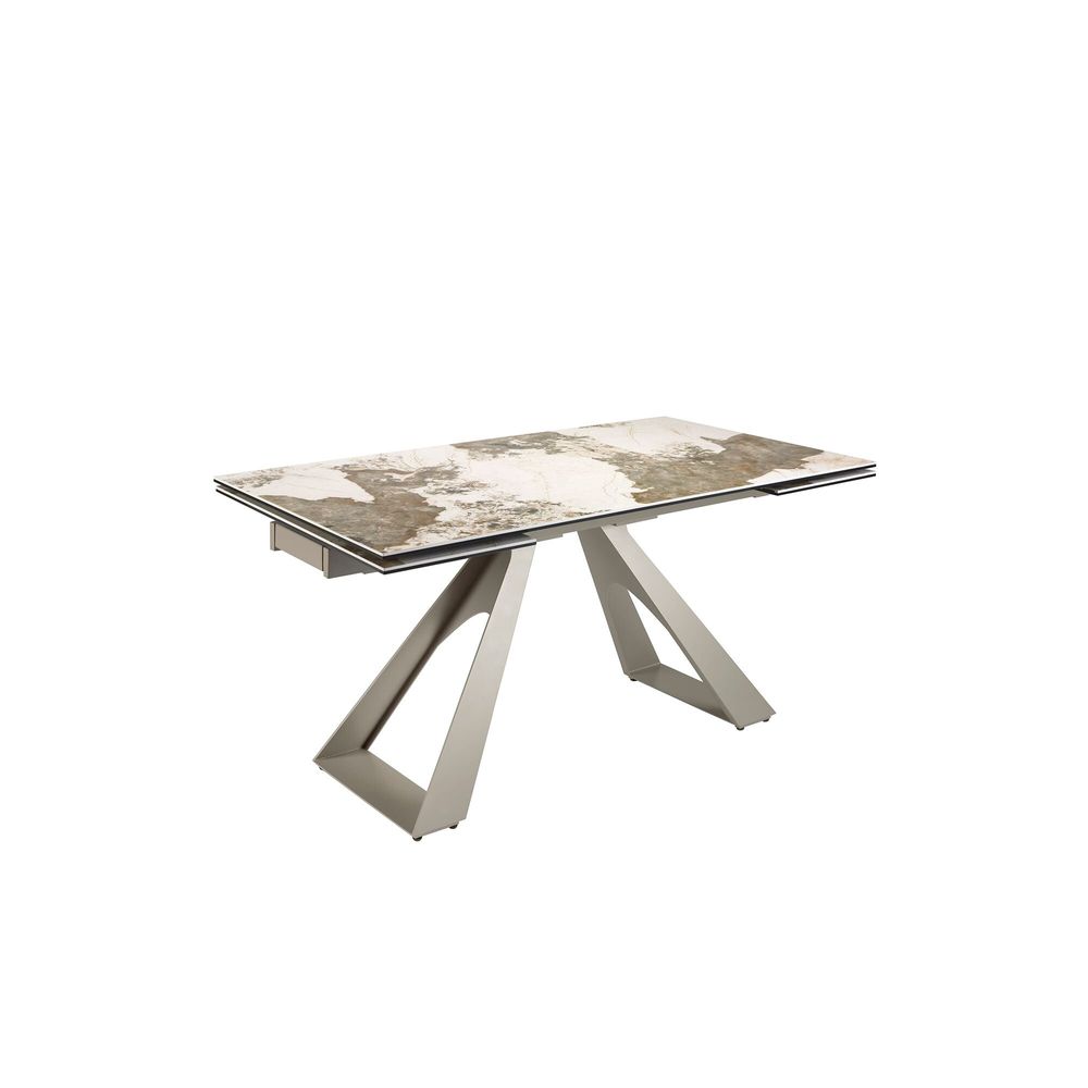Dining Tables - Rectangular porcelain marble and steel extending dining table - ANGEL CERDÁ