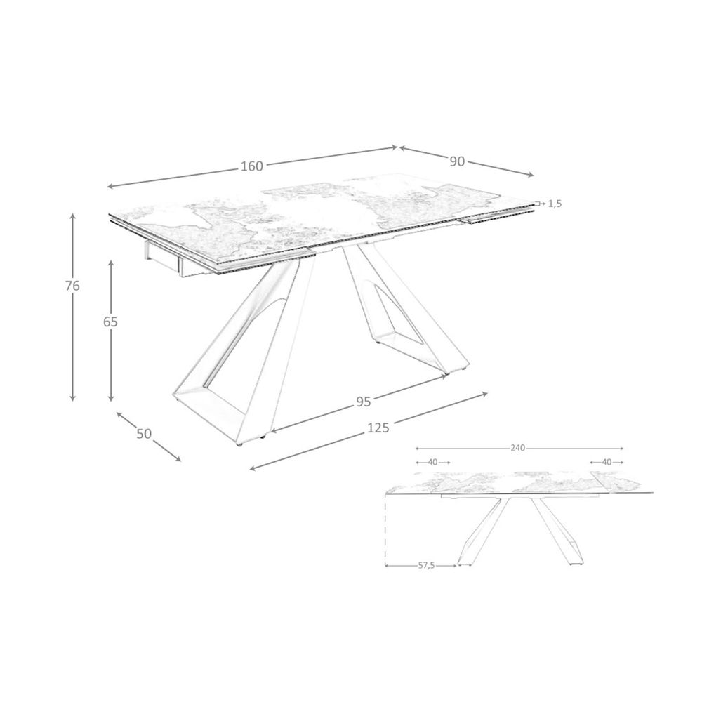 Dining Tables - Rectangular porcelain marble and steel extending dining table - ANGEL CERDÁ