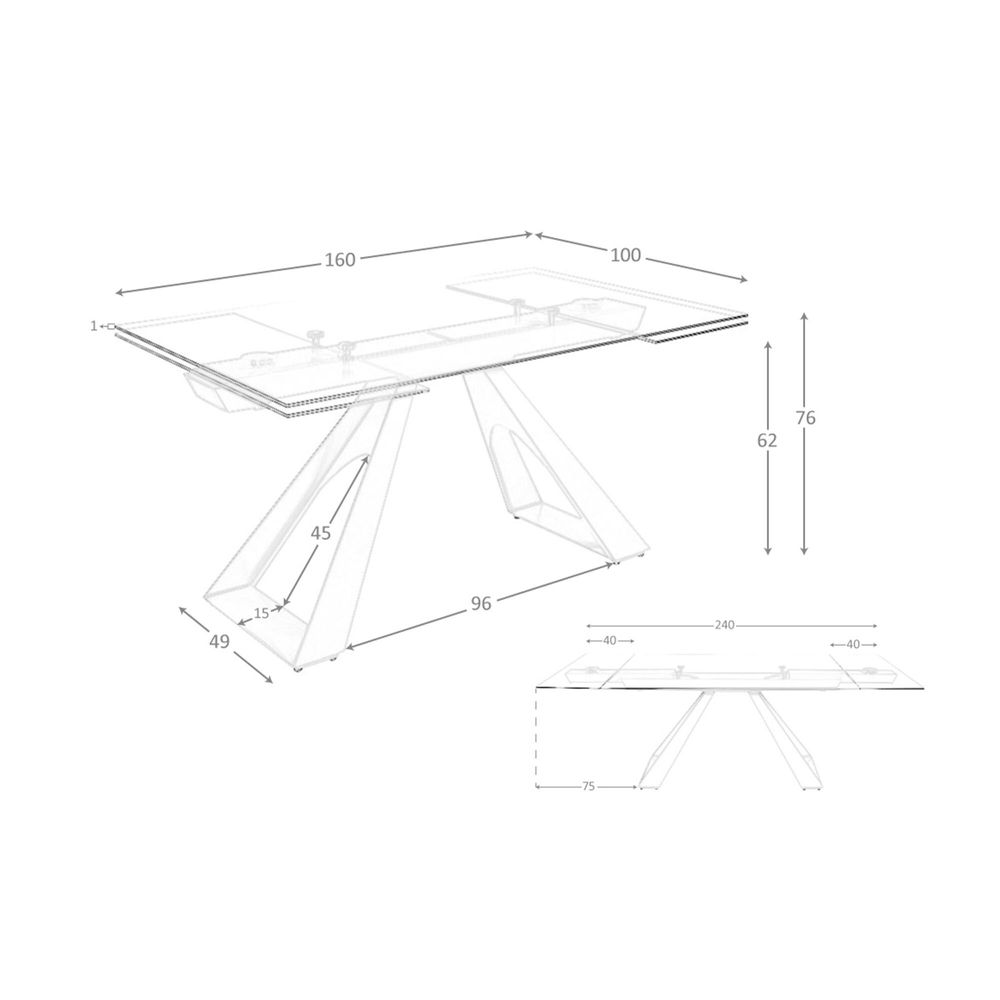 Tables Salle à Manger - Table à manger à rallonge rectangulaire verre trempé - ANGEL CERDÁ