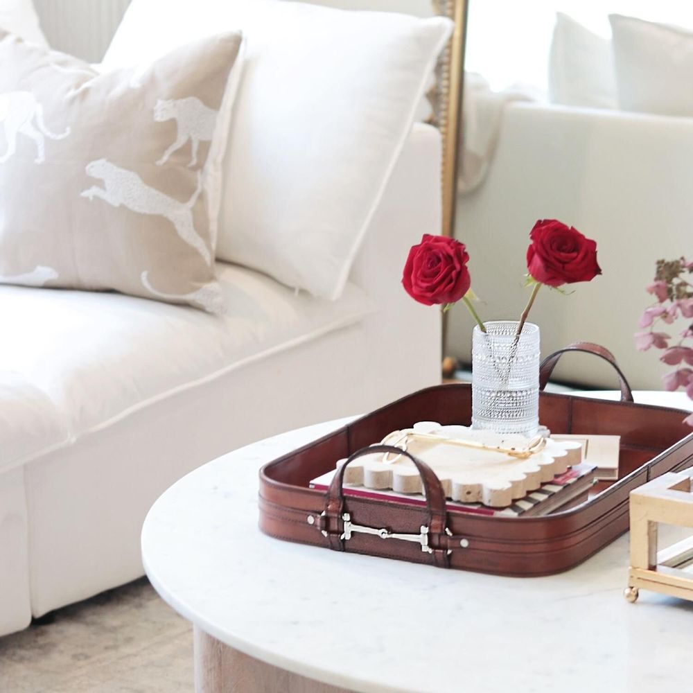 Platter and bowls - Premium Genuine Leather Bit Serving Tray - VAGABOND HOUSE