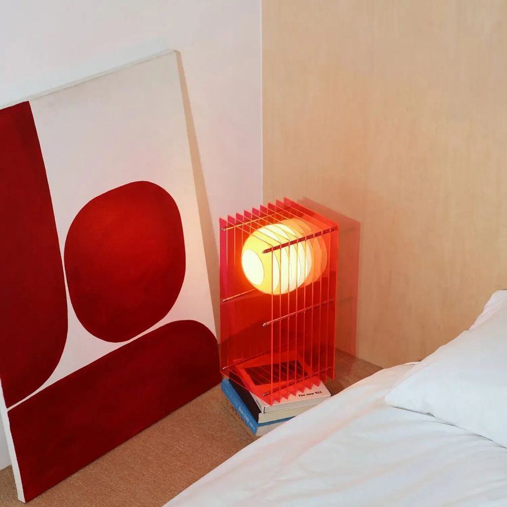 Lampes de bureau  - Lampe LOP petit rectangle en acrylique rose électrique - BANG