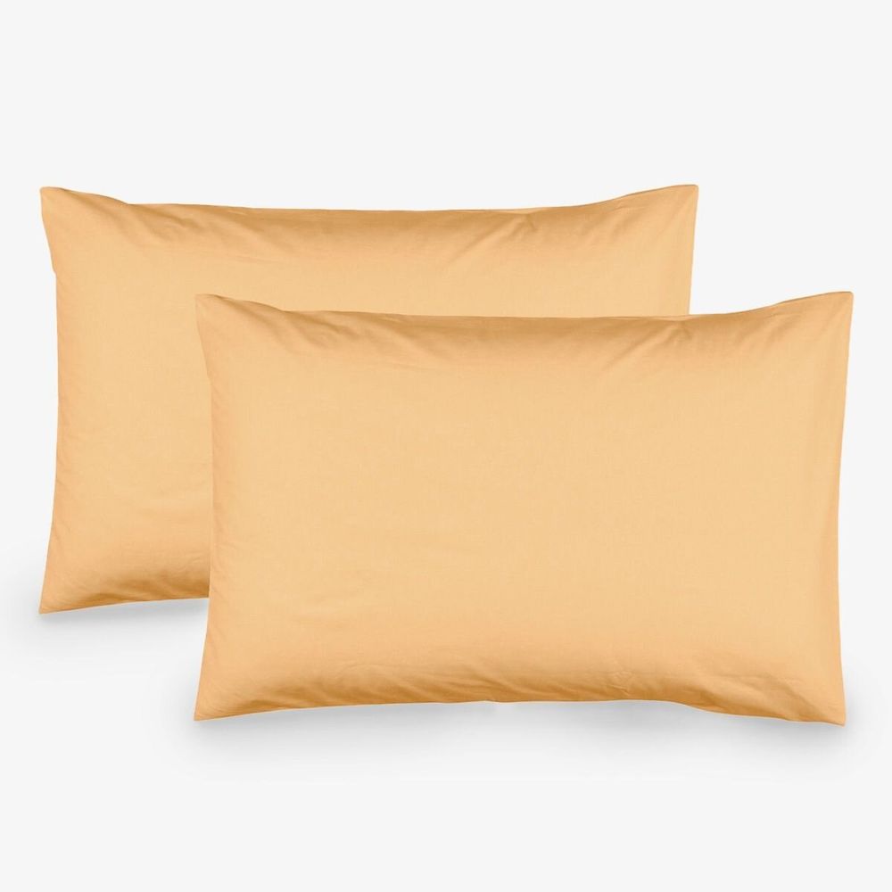 Linge de lit - Ensemble de 2 taies d'oreiller en coton, 50 x 70 cm, ocre - DILIOS